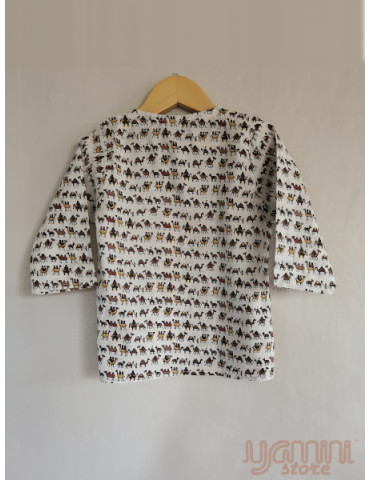 Pure Cotton White & Brown Elephant Hand Block Printed Pyjama Set