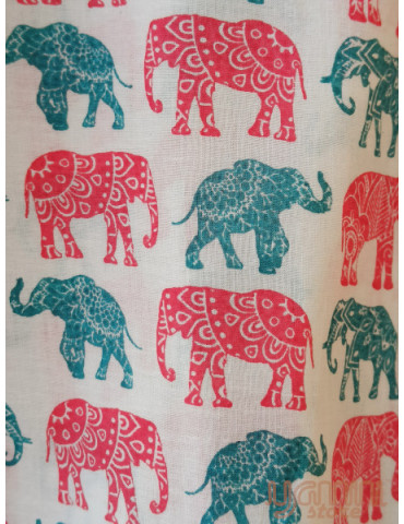 Pure Cotton Teal Elephant Printed Pyjama Set 