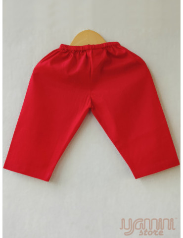 Baby Red-White Elephant Hand Block Printed Kurta Pyjama Set