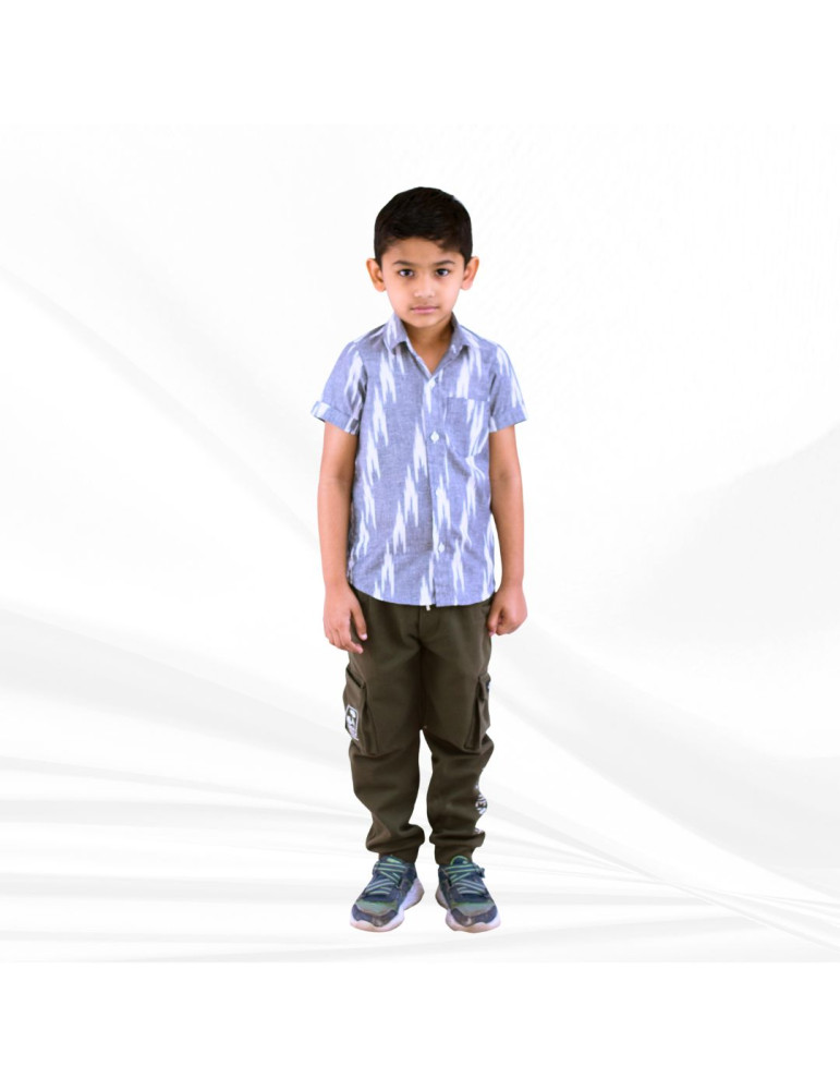 Ikat Designer Boys Grey Shirt