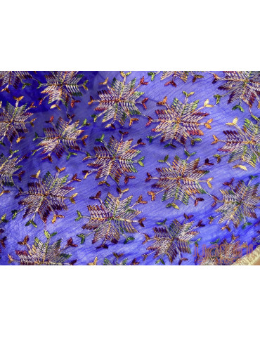 Blue Embrodery Chiffon Phulkari Dupatta with Sequence work