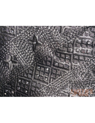 Heavy Embroidery Phulkari Chinon Dupatta with Gota Lace