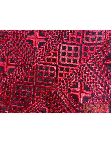 Heavy Embrodoried Phulkari Chinon Dupatta Red Black