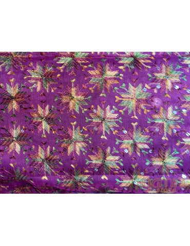 Phulkari Chiffon Dupatta With Multicolour Embroidery Magenta
