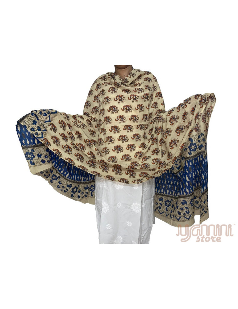 Kalamkari Block Printed Natural Dyed Cotton Dupatta