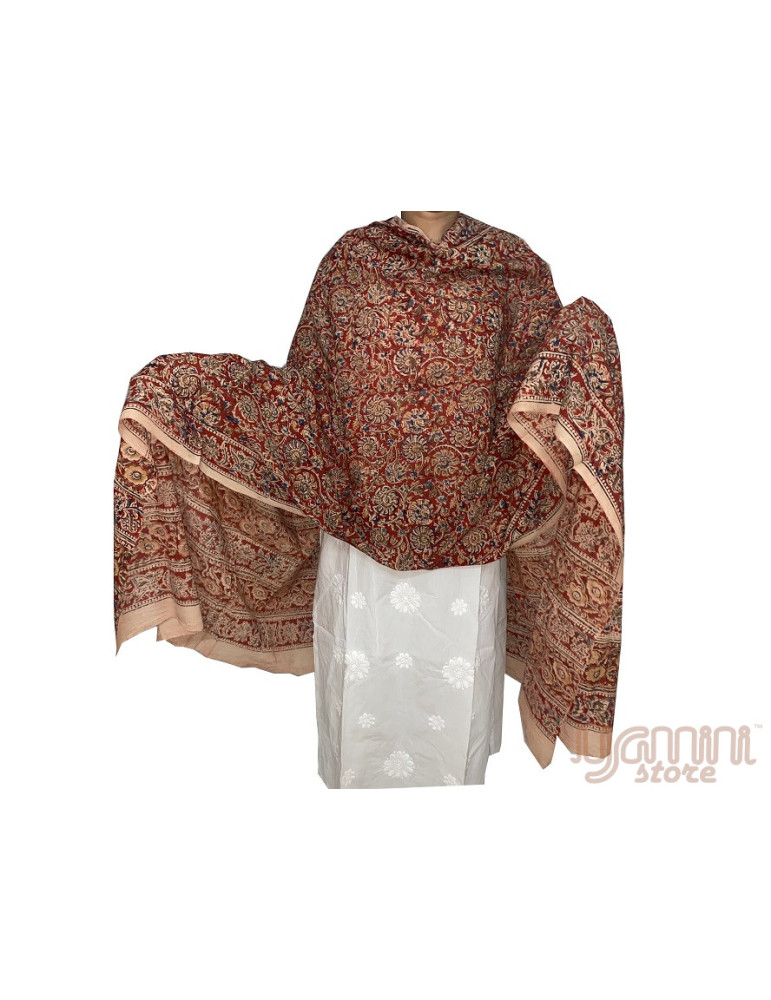 Kalamkari Block Printed Natural Dyed Cotton Dupatta