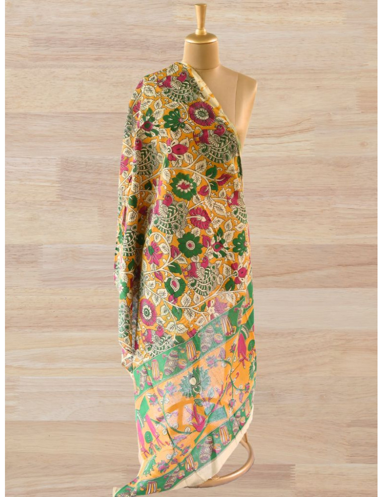 Kalamkari Block Printed Natural Dyed Cotton Dupatta