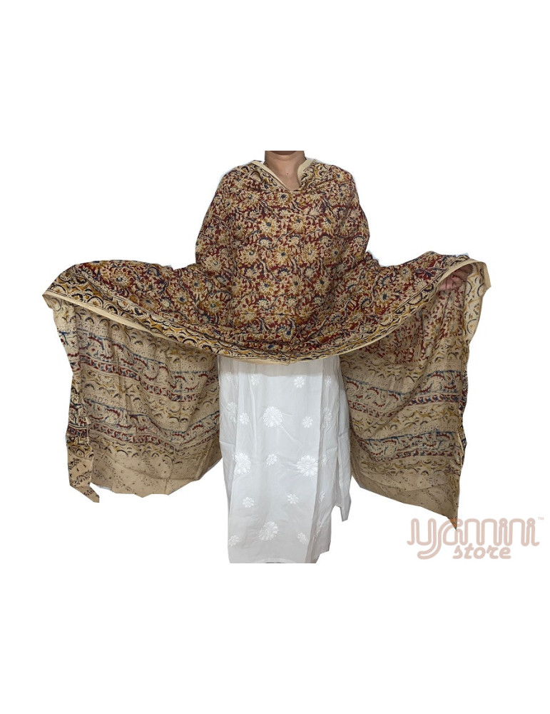 Kalamkari Block Printed Natural Dyed Cotton Dupatta