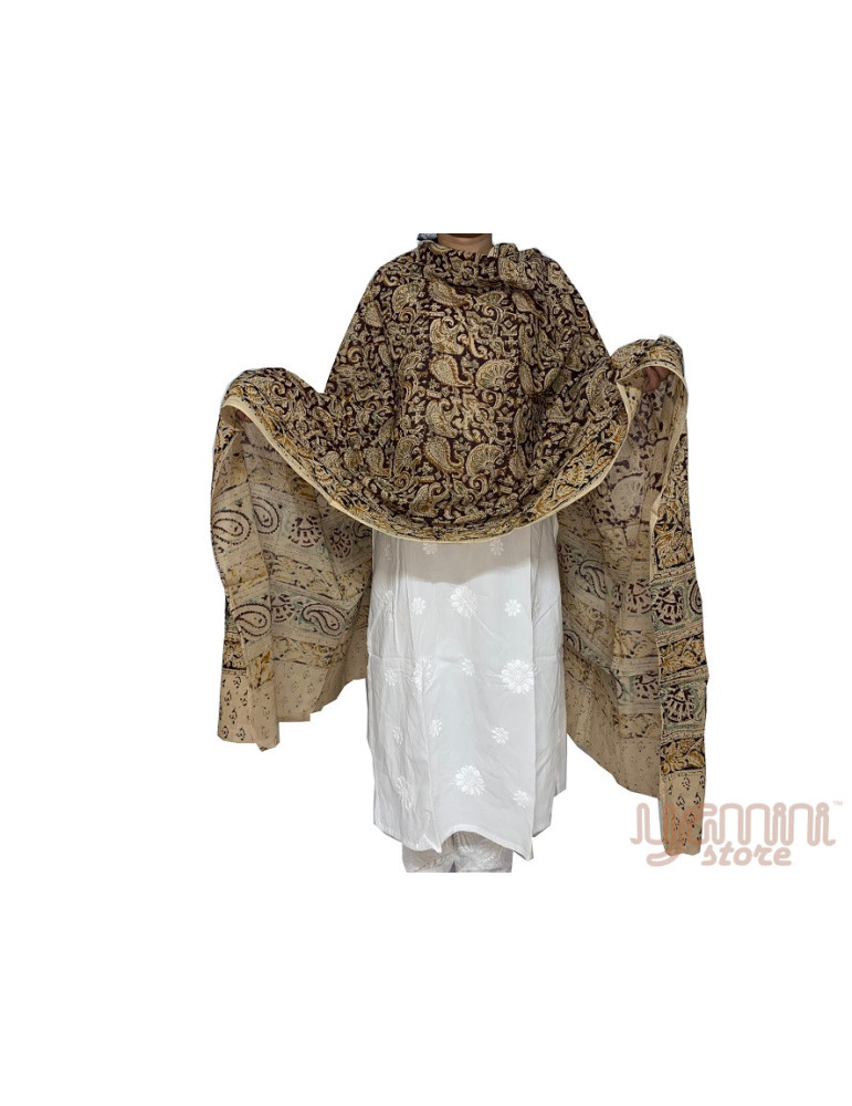 Kalamkari Block Printed Natural Dyed Cotton Dupatta