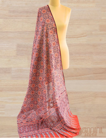 Yamini Ajrakh Dupatta Floral Print Orange