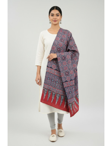 Yamini Ajrakh Dupatta Floral Print Black