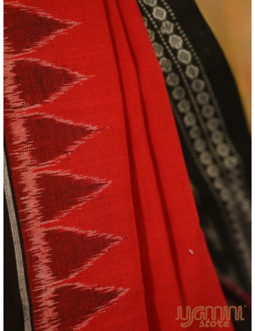 Sambalpuri Dupatta Red Body Black Border