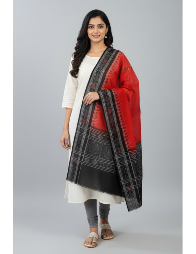 Sambalpuri Dupatta Red Body Black Border