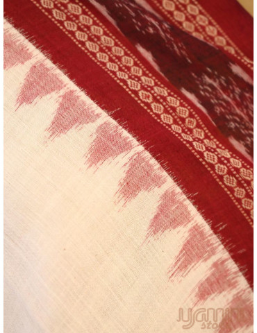 Sambalpuri Dupatta White Body Maroon Border