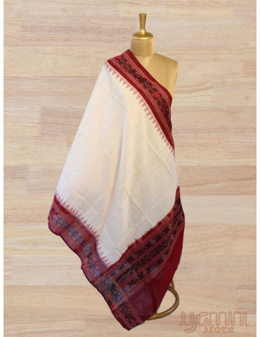 Sambalpuri Dupatta White Body Maroon Border
