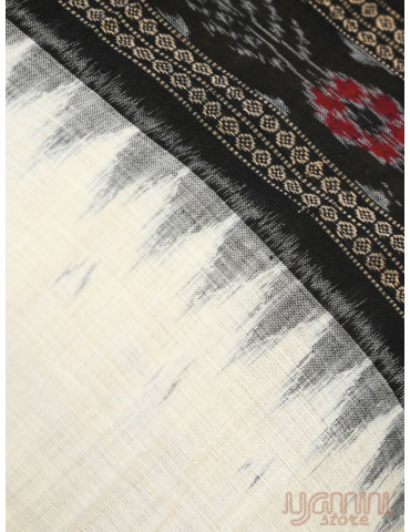 Sambalpuri Dupatta White Body Black Border