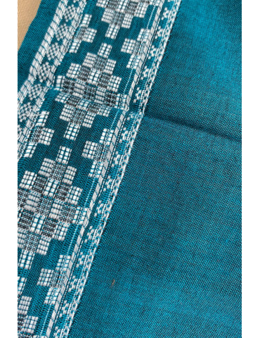 Sambalpuri Dupatta Light designer Border with Plain Dark Teal Body