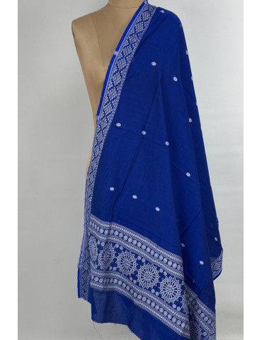 Sambalpuri Dupatta Light designer Border with Plain Blue Body
