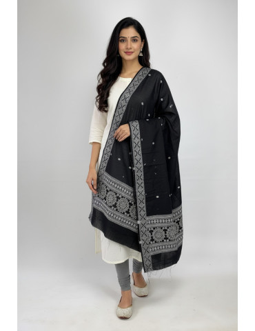 Sambalpuri Dupatta White Body Maroon Border