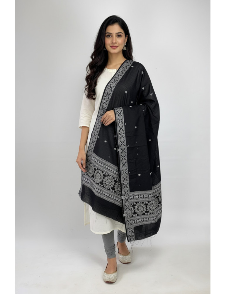 Sambalpuri Dupatta White Body Maroon Border