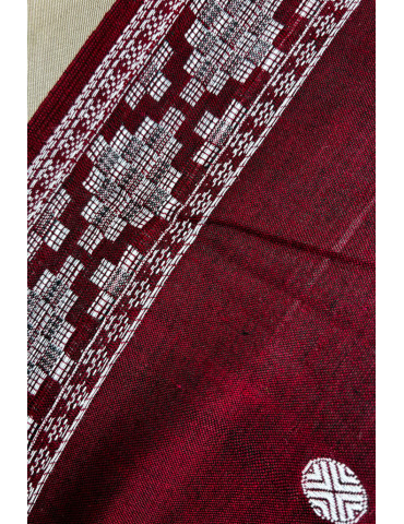 Sambalpuri Dupatta Light designer Border with Plain Maroon Body