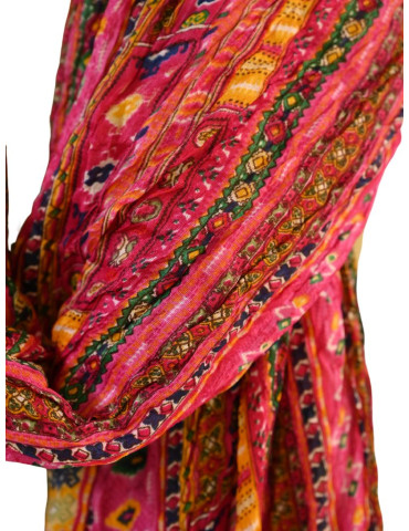 Bandhani Printed Multi color Pink Base Stole
