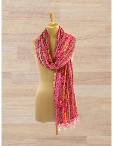 Bandhani Printed Multi color Pink Base Stole