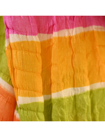 Bandhani Yellow Pink Green Shade Dupatta