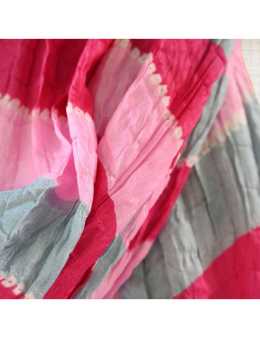 Bandhani Pink Grey Shade Dupatta