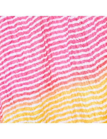 Bandhani Pink Yellow Shade Dupatta