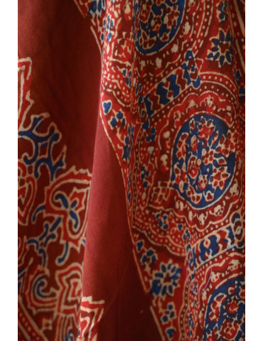 Yamini Deep Maroon Shade Ajrakh Handcrafted Cotton Dupatta