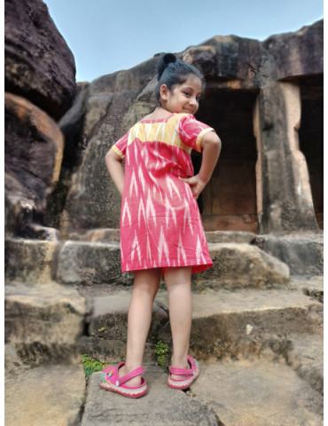 Danish Design Frock (Ikat) Peach Yellow