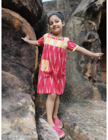 Danish Design Frock (Ikat) Peach Yellow