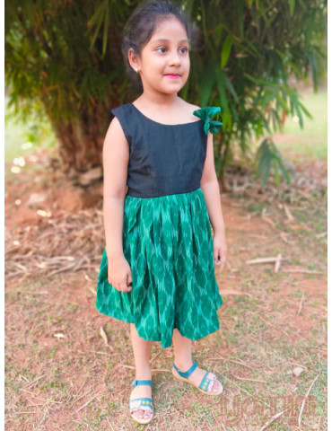 Black Buttle Green Handloom Frock