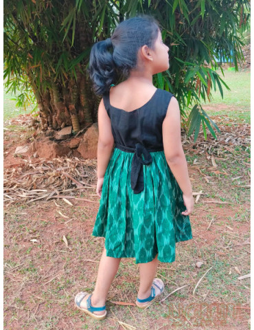 Black Buttle Green Handloom Frock