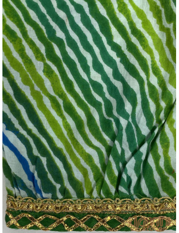 Flared kurta with salwar (Green Bandhani Lehariya Gotapati lace work)