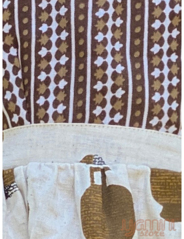 Short frock Khadi Cotton (Hand Block Print) Brown Color