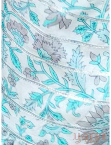 Floral Gharara Set (Block Print) Blue Grey with White background color