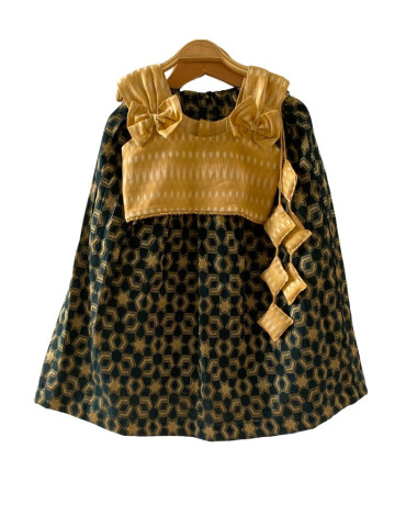 Dark Green Golden Girl Lehenga Choli (Set of 2)