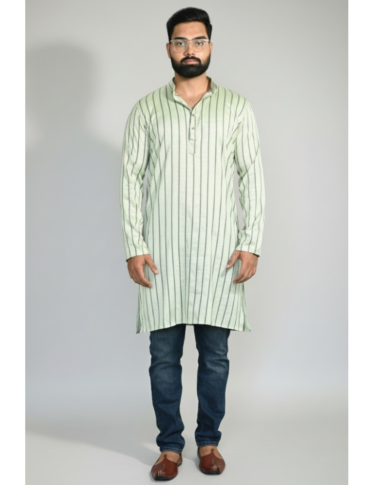 South Cotton Mens Kurta Olive Green