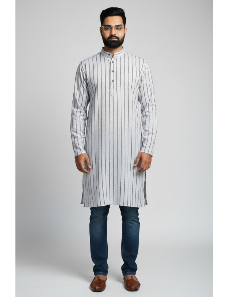 South Cotton Mens Kurta Grey