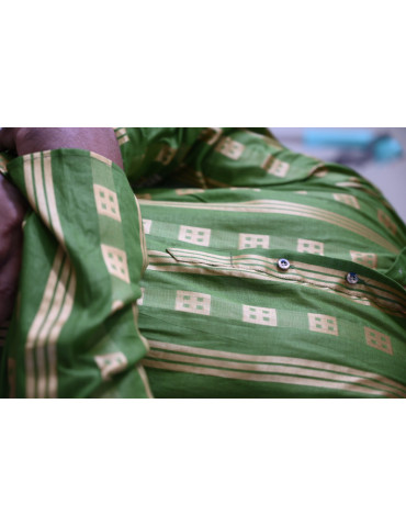 South Cotton Zari Mens Kurta Alge Green
