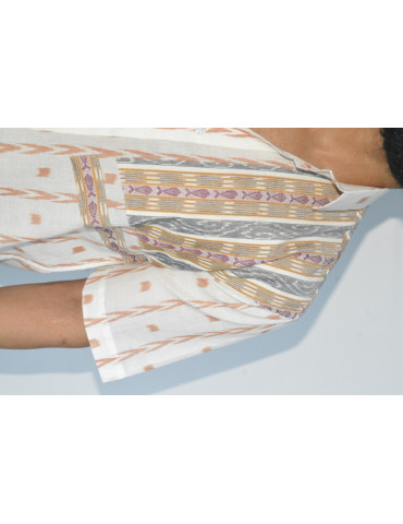 Sambalpuri Handloom Lite Brown Off white Mens Shirt
