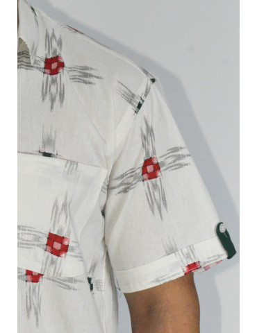 Sambalpuri Print Off White Color Mens Shirt