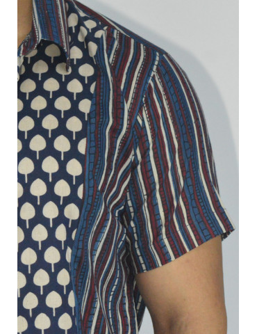 Hand Block Print Navi Blue Color Mens Shirt