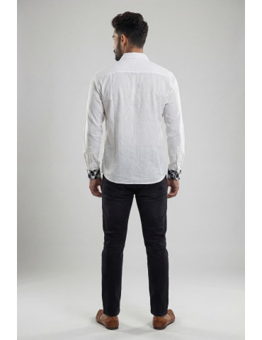 Men Handloom Black And White Checkered Pattern Designer Full Sleeve Shirt