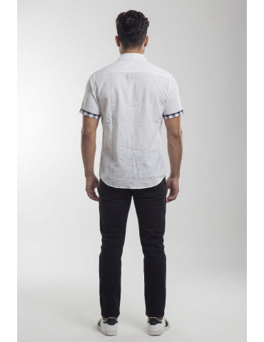 Men Handloom Black And White Checkered Pattern Designer Half Sleeve Shirt