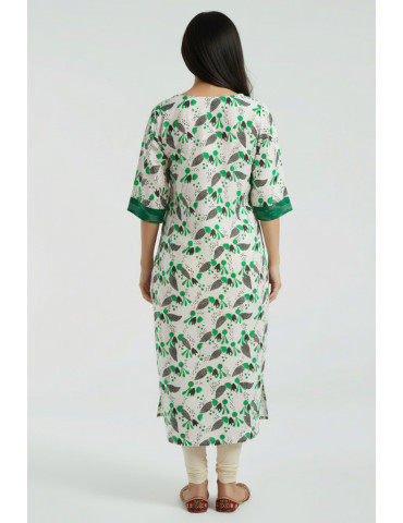 Soft Khadi Cotton Block Print Green Black