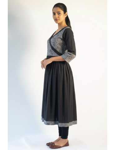 Tribal Patch Work Black Kurti Set