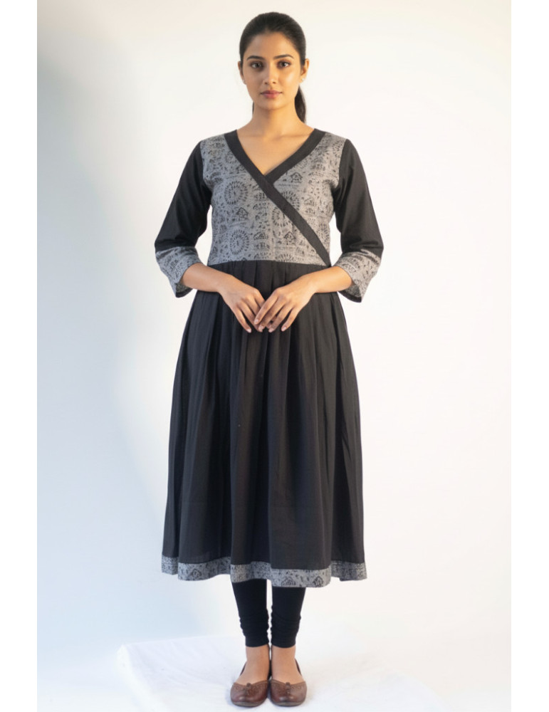 Tribal Patch Work Black Kurti Set